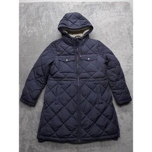 Levi Strauss & Co. Coat Womens L Blue Quilted Hooded Insulated Pockets